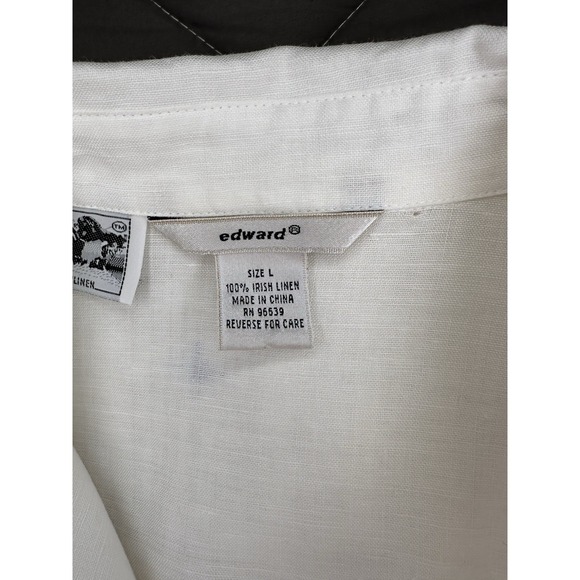 Richard Malcolm Top Womens L White Beachy Embroidered Irish Linen Button Up - Picture 6 of 7